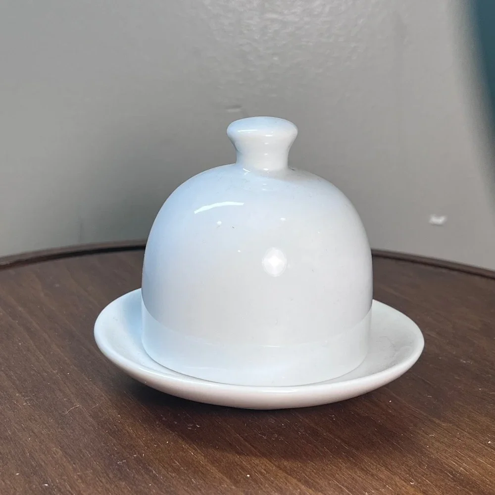Pottery Barn Great White Domed Individual Butter Dish Pat White Porcelain